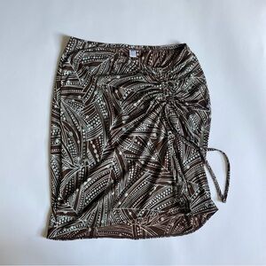 Old Navy Brown and White Patterned Midi Skirt